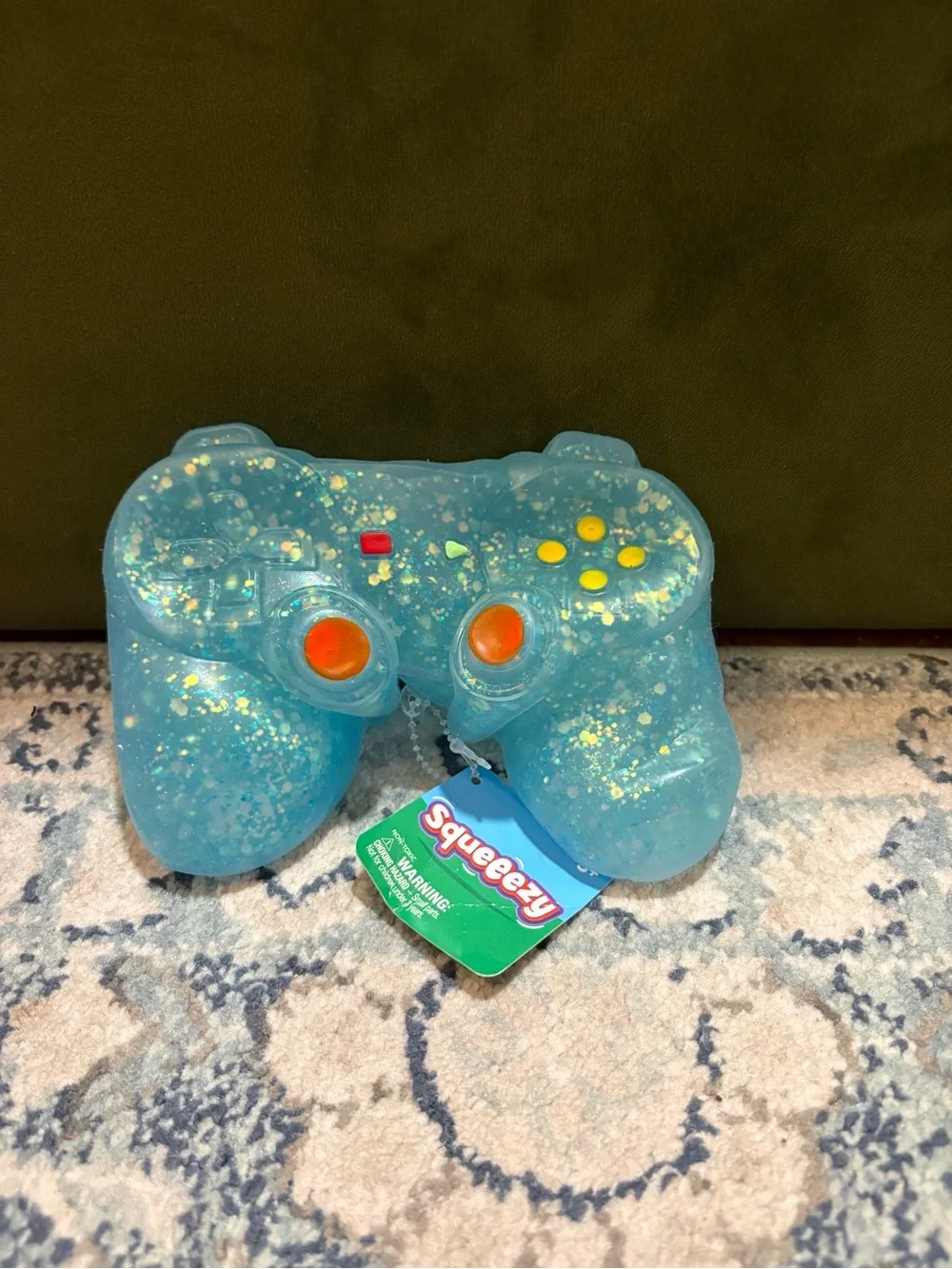 Blue Glitter Game Controller Stress Toy